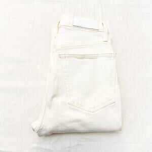 Re/Done 70's Stovepipe Vintage White Button Fly Raw Hem Denim JeanCream Size 26